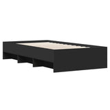 ZNTS Bed Frame without Mattress Black 75x190 cm Small Single Engineered Wood 3295710