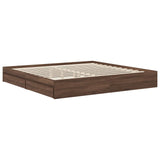 Storage Bed with Drawer Brown Oak 200 x 200 cm Engineered Wood 3412657
