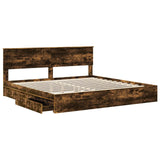 Storage Bed with Drawer Smoked Oak 180 x 200 cm Engineered Wood 3410774