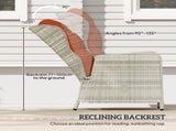 5 Pieces Rattan Bistro Set with Adjustable Back, Reclining Wicker Balcony Furniture with Cushions, T3398P320051