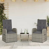 ZNTS 3 Piece Garden Dining Set with Cushions Grey Poly Rattan 3277626