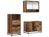 Bathroom Furniture Set with Door 3 pcs Old Wood Engineered Wood 3402444