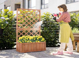 72.5 x 31.5 x 149.5 cm 45L Garden Wooden Pine Trough Planter with Topped Trellis Climbing Plants T3398P323916