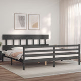 Bed Frame without Mattress Grey 200x200 cm Solid Wood 3195178