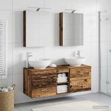 Bathroom Furniture Set 5 pcs Old Wood Engineered Wood and Glass 3406957