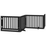 Dog Gate with Door Foldable 4 Panels Black 320 cm Poplar Wood 352257