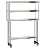 Kitchen Work Table with Overshelf 110x30x150 cm Stainless Steel 3208905