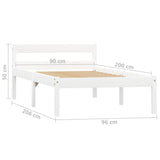 Bed Frame without Mattress White Solid Pine Wood 90x200 cm 283184