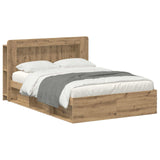Bed Frame with Storage Artisan Oak 140 x 190 cm Engineered Wood 3433486