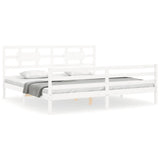 Bed Frame without Mattress White 200x200 cm Solid Wood 3194462