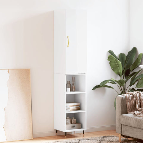 Highboard High Gloss White 34.5x34x180 cm Engineered Wood 3198963