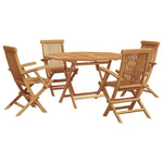 Garden Dining Set Folding 5 pcs Brown Solid Teak wood 3385972