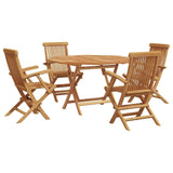 Garden Dining Set Folding 5 pcs Brown Solid Teak wood 3385972