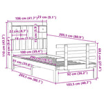 ZNTS Bookcase Bed without Mattress 100x200cm Solid Wood Pine 3322792