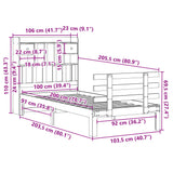 ZNTS Bookcase Bed without Mattress 100x200cm Solid Wood Pine 3322792