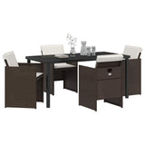 Garden Dining Set 5 pcs Brown Poly Rattan 3380603