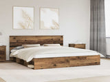 Bed Frame with Headboard Old Wood 200 x 200 cm Solid Pine Wood 3409316