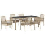Garden Dining Set 7 pcs Beige Poly rattan 3334883