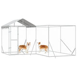 Outdoor Dog Kennel with Roof Silver 4x4x2.5 m Galvanised Steel 3190470
