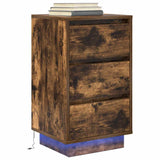 Bedside Cabinet with LED Lights Smoked Oak 38x34x65 cm 861305