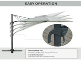 3 LED Cantilever Parasol Garden Sun Umbrella w/ Cross Base and Solar Lights Grey T3398P323779