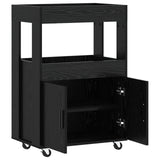 Bar Cart Black Oak 60 x 39.5 x 89 cm Engineered Wood 8015686