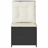 Garden Sofa with Cushion Black and Cream White Poly Rattan 3394476