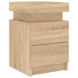 Bedside Cabinets with LED Lights 2 pcs Sonoma Oak 35x39x55 cm 836754
