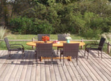 Dining Set Black Solid Acacia wood, PE rattan, Powder-coated steel 3070758