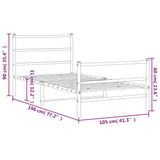 Metal Bed Frame without Mattress with Footboard Black 100x190cm 355377