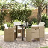 Garden Dining Set with Cushion 5 pcs Beige Poly Rattan 3379956