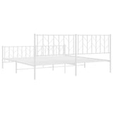 Metal Bed Frame without Mattress with Footboard White 193x203cm 374510