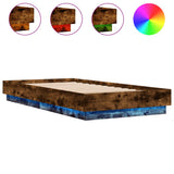 Bed Frame without Mattress with LED Lights Smoked Oak 75x190 cm Small Single 839550