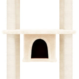 Cat Tree with Sisal Scratching Posts Cream 169 cm 171672