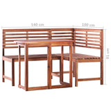 Table And Bench Set Brown Solid acacia wood Medium Foldable 44038