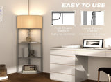 Corner Floor Lamp with Shelves, Tall Standing Lamps for Living Room, with Pull Chain Switch Bulb not T3398P342305