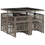 9 Piece Garden Dining Set with Cushions Grey Poly Rattan 3210776