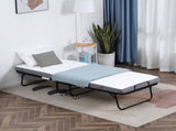Folding Bed with 10cm Mattress, Portable Foldable Guest Bed with Sturdy Metal Frame on Wheels T3398P343012