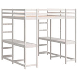 Loft Bed with Desk and Ladder White 140x200 cm Solid Wood Pine 3284237
