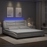 Bed Frame with LED without Mattress "Hvar" White 180x200 cm 3213949