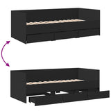 ZNTS Daybed with Drawers without Mattress Black 75x190 cm Small Single 3280833