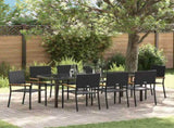 Garden Dining Set with Cushion 9 pcs Black Poly Rattan 3379708