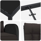 Garden Dining Set with Cushion 7 pcs Black Poly Rattan 3379531