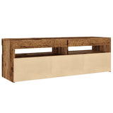 TV Cabinet with LED Lights Old Wood 120x35x40 cm Engineered Wood 856305