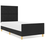 ZNTS Bed Frame Black 100x200 cm Fabric 3344783