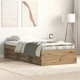 Bed Frame without Mattress Artisan Oak 100x200cm Engineered Wood 3328821