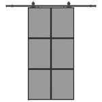Sliding Door with Hardware Set Black 102.5x205 cm Tempered Glass 3375888