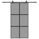 Sliding Door with Hardware Set Black 102.5x205 cm Tempered Glass 3375888