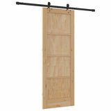 Sliding Door Natural and Black 73.5 x 198.5 cm Solid Pine Wood 3333494