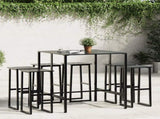 7 Piece Garden Bar Set Black Powder-coated Steel 3283753